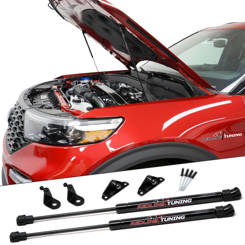 Redline Tuning 21-11036-02 Hood Quicklift Plus Struts Compatible with Ford Explorer 2020-2027 (All Black Components) - Image 1
